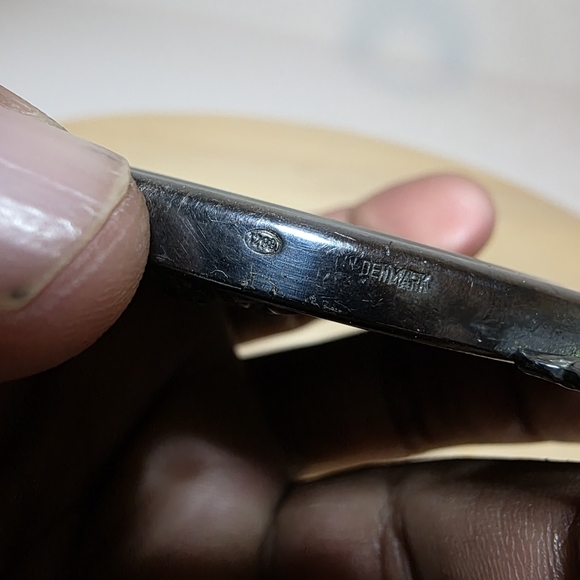 Vintage Hans Jensen Denmark Silver Plate Repousse Compact Mirror Small Hand held - Picture 11 of 13